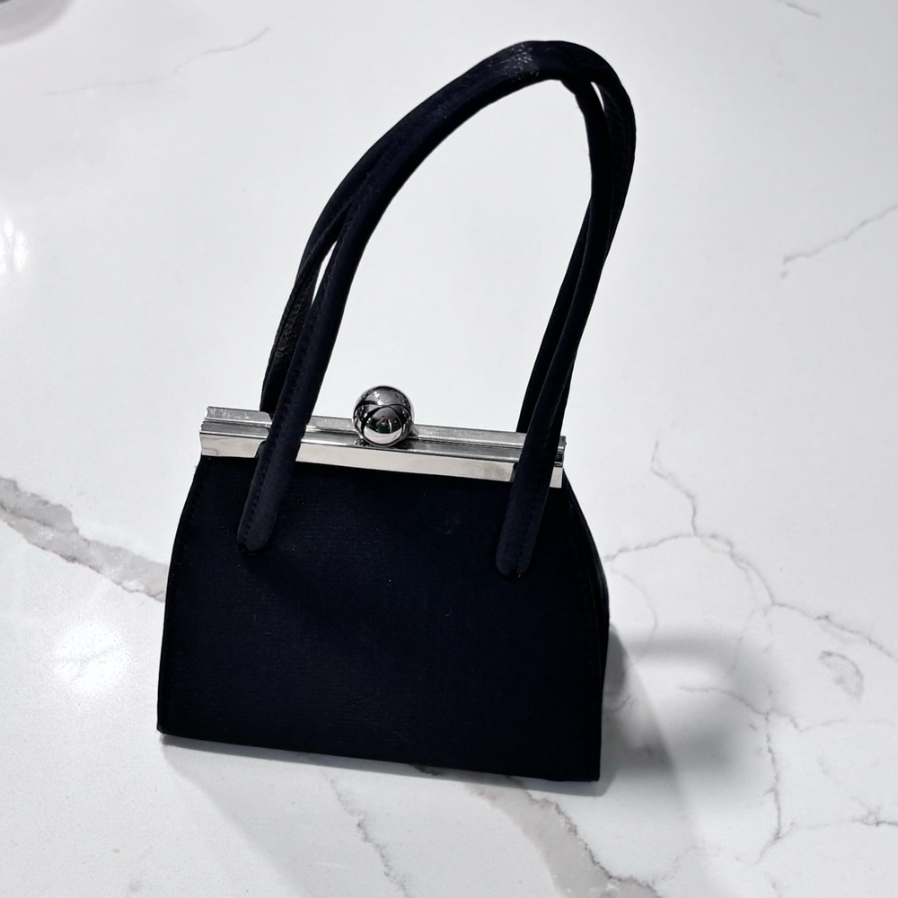 Elegant Black Evening Wedding Prom Homecoming Small Shiny Shimmer Handbag